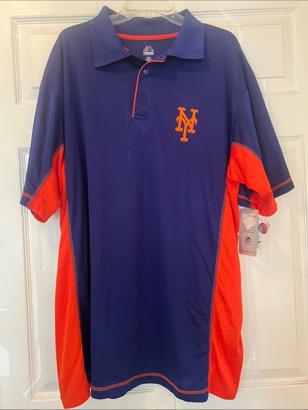 NWT Majestic Royal Blue & Orange New York Mets Polo